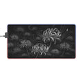 Black and white LED spider lily Mousepad, Black Background