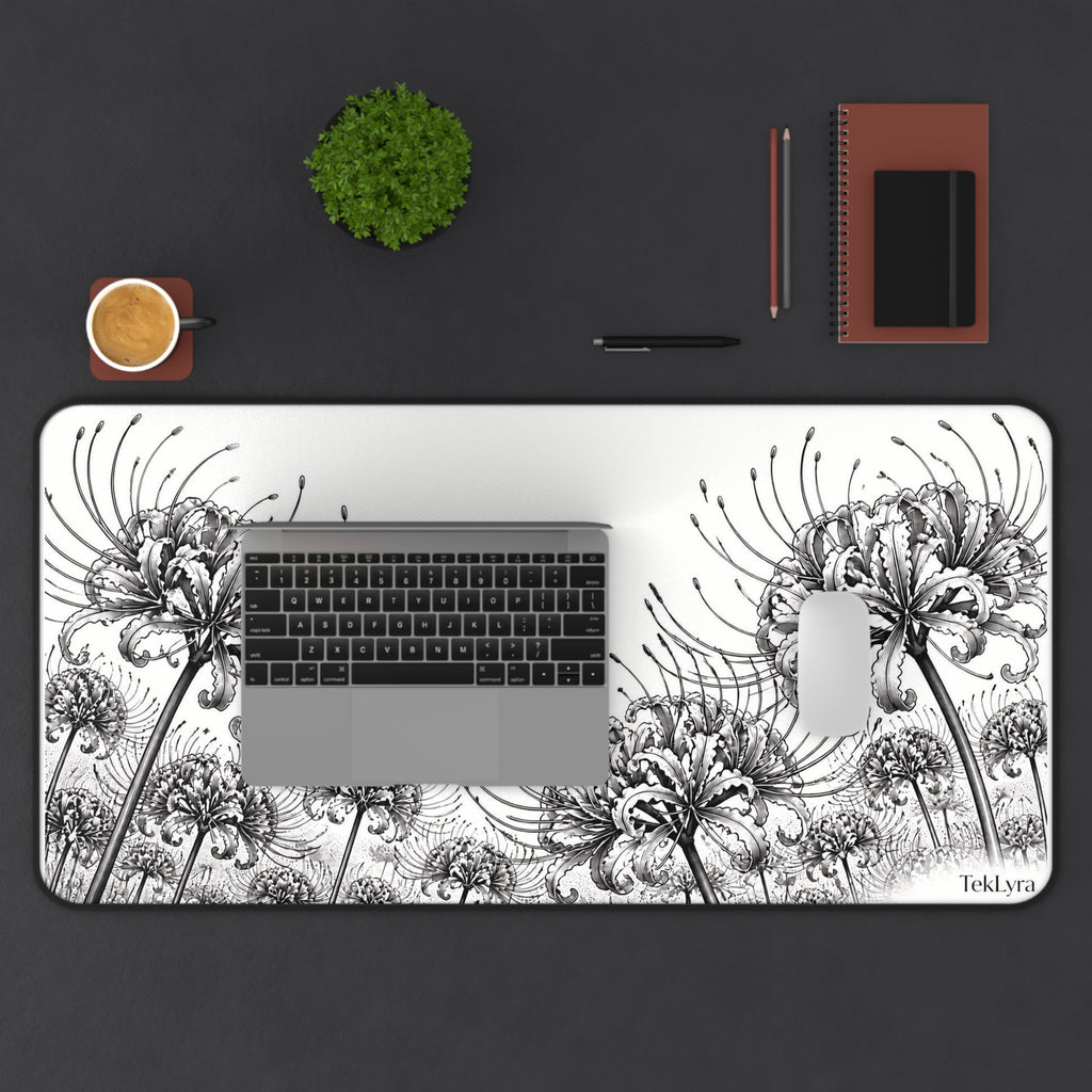 Black and white Spider Lily Mousepad, White bakcground