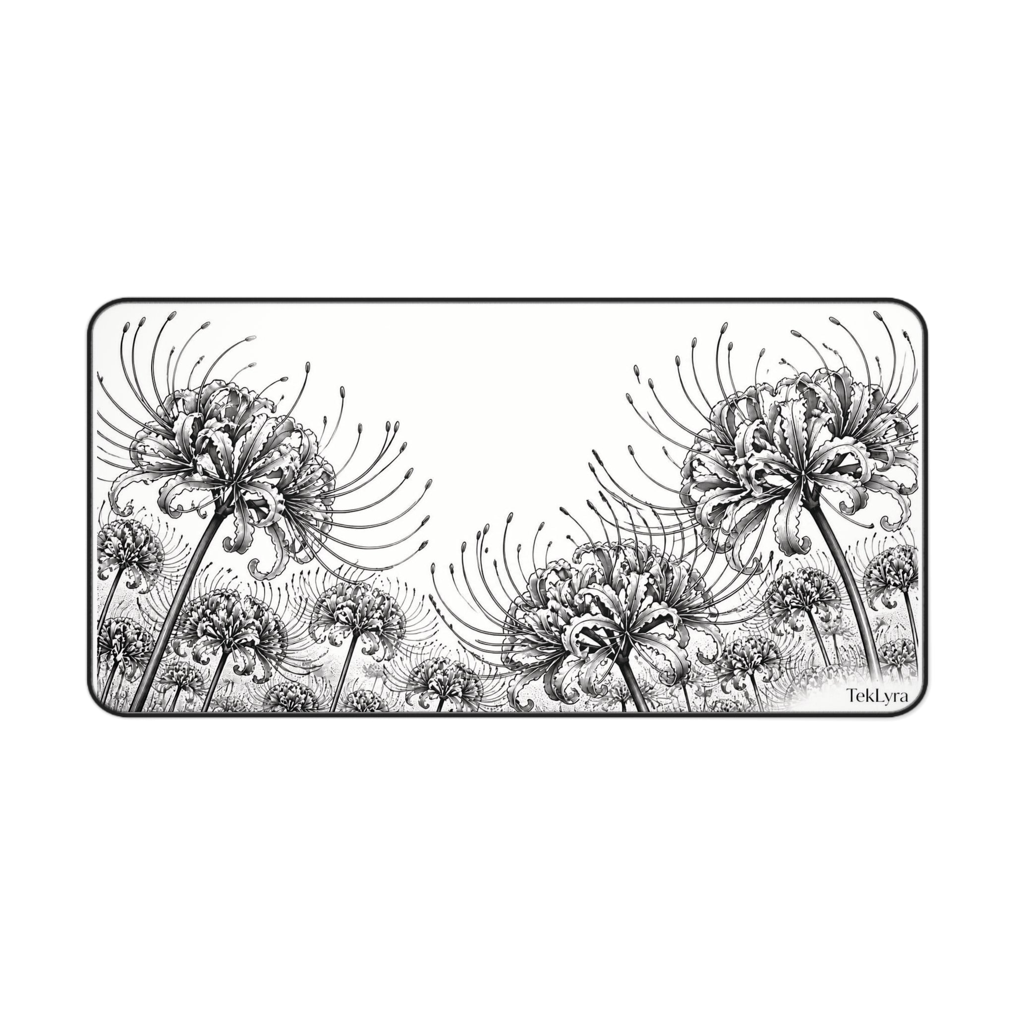 Black and white Spider Lily Mousepad, White bakcground
