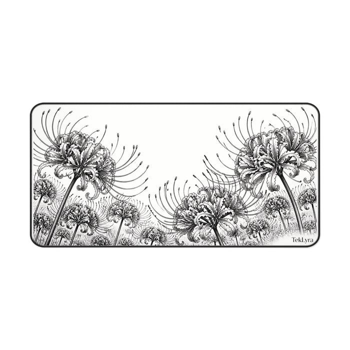 Black and white Spider Lily Mousepad, White bakcground
