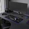 Black and white LED spider lily Mousepad, Black Background
