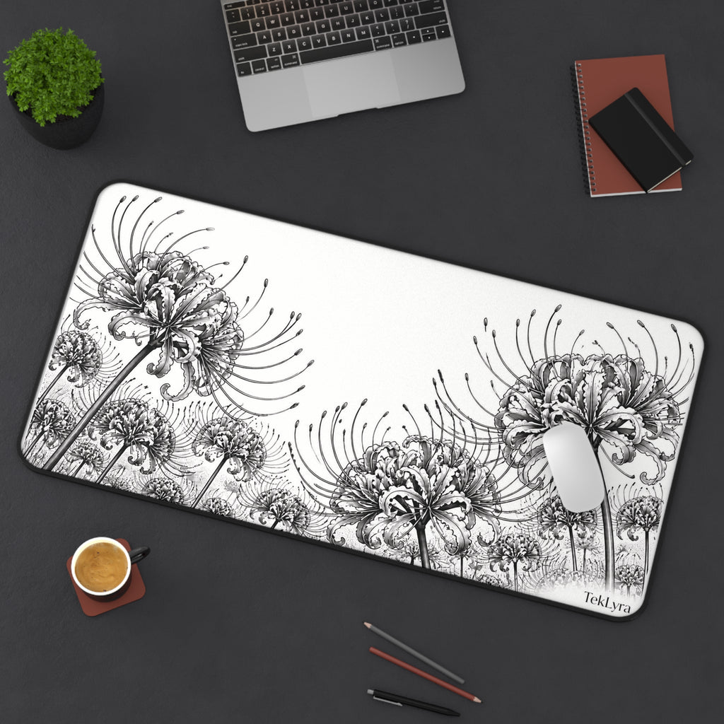 Black and white Spider Lily Mousepad, White bakcground