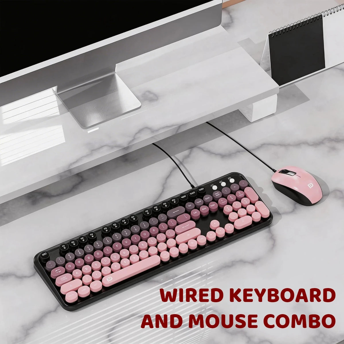Retro Typewriter 104-Key Keyboard & Mouse Combo