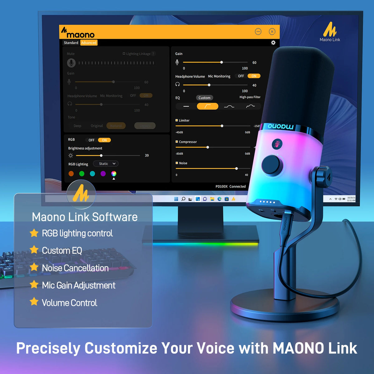 MAONO PD100X USB/XLR RGB Dynamic Gaming Microphone