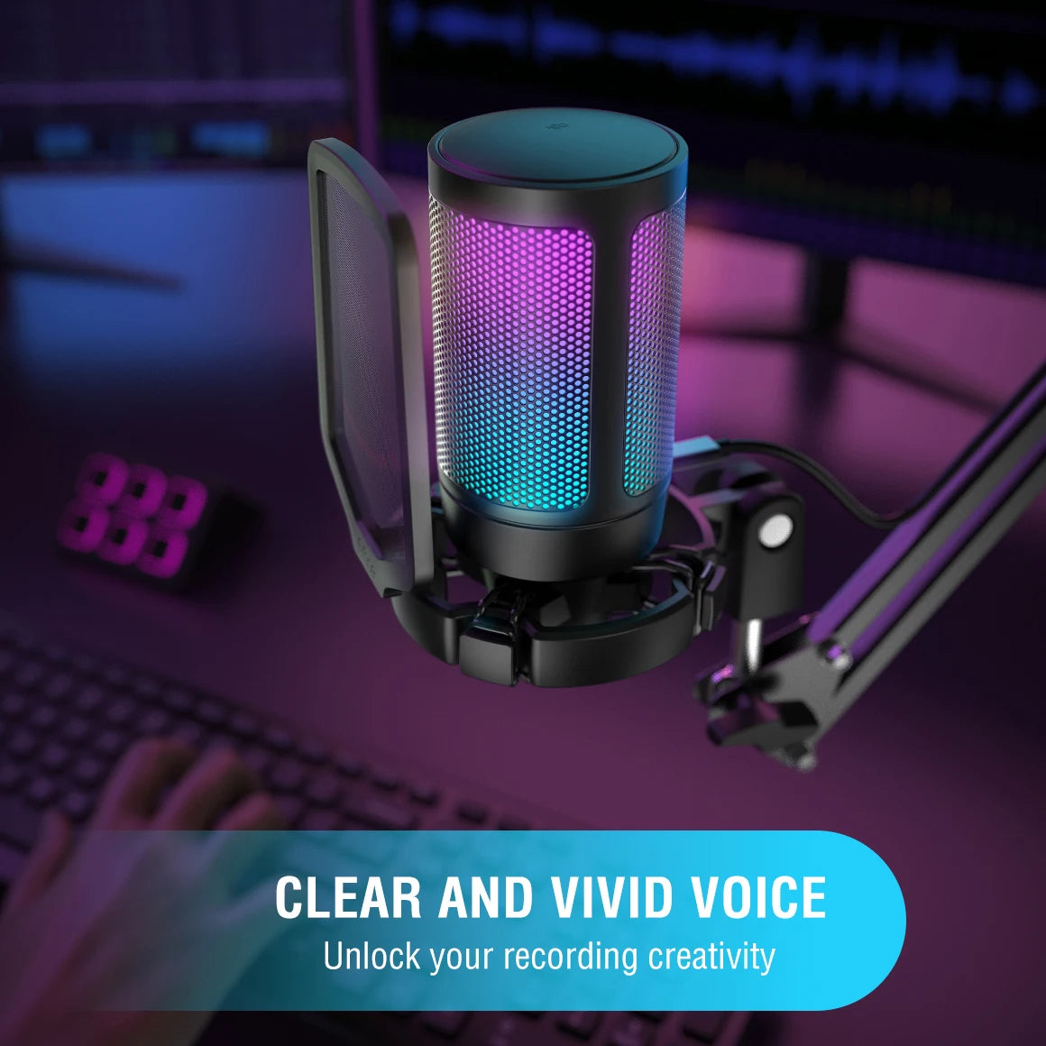 FIFINE A6V USB RGB Condenser Gaming Microphone