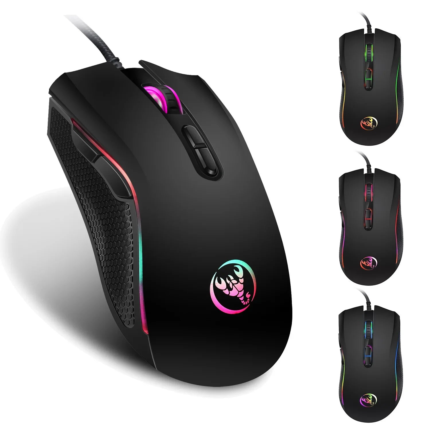 A869 HXSJ Colorful Light Gaming Mouse eSports Wired Mouse Computer Competitive Mouse