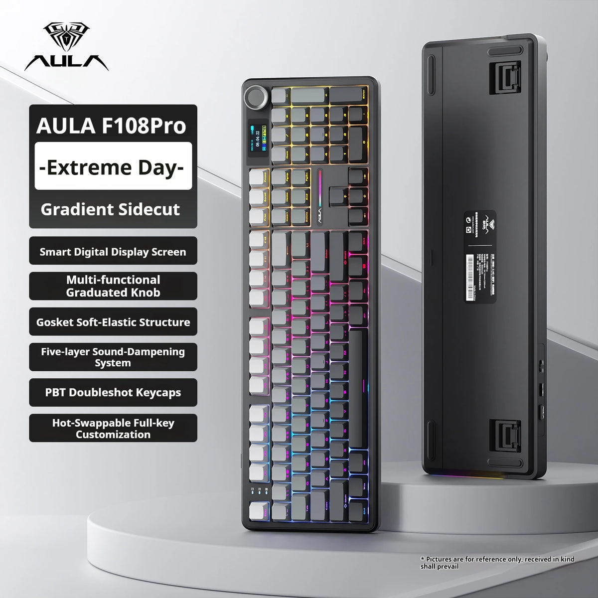 AULA F108 Pro 104-Key Tri-Mode Hot-Swap RGB Keyboard