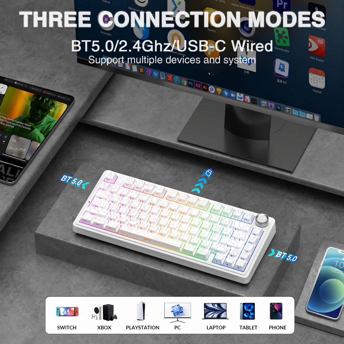 AULA F75 Pro 75% Gasket Wireless RGB Mechanical Keyboard