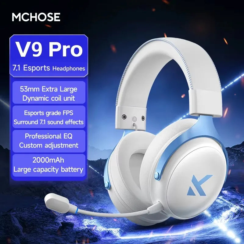 MCHOSE V9 Pro Headset with Microphone Three Mode Bluetooth Wireless Computer PC Gamer Headphones Accessories V9 Pro MCHOSE