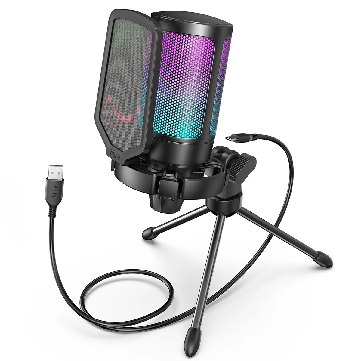 FIFINE A6V USB RGB Condenser Gaming Microphone