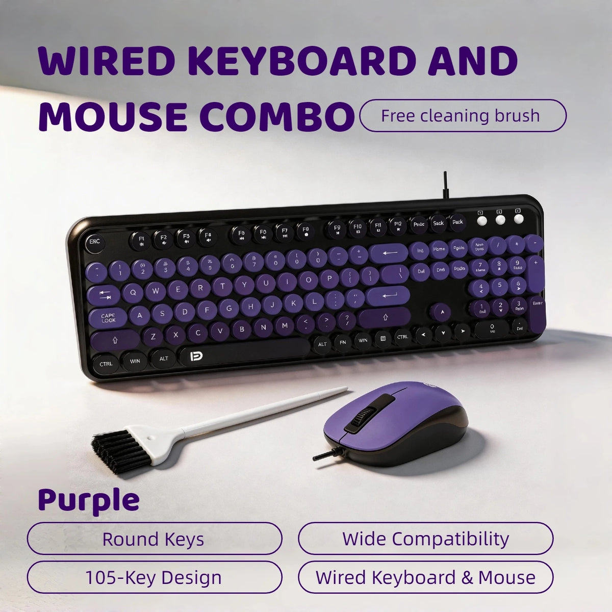 Retro Typewriter 104-Key Keyboard & Mouse Combo