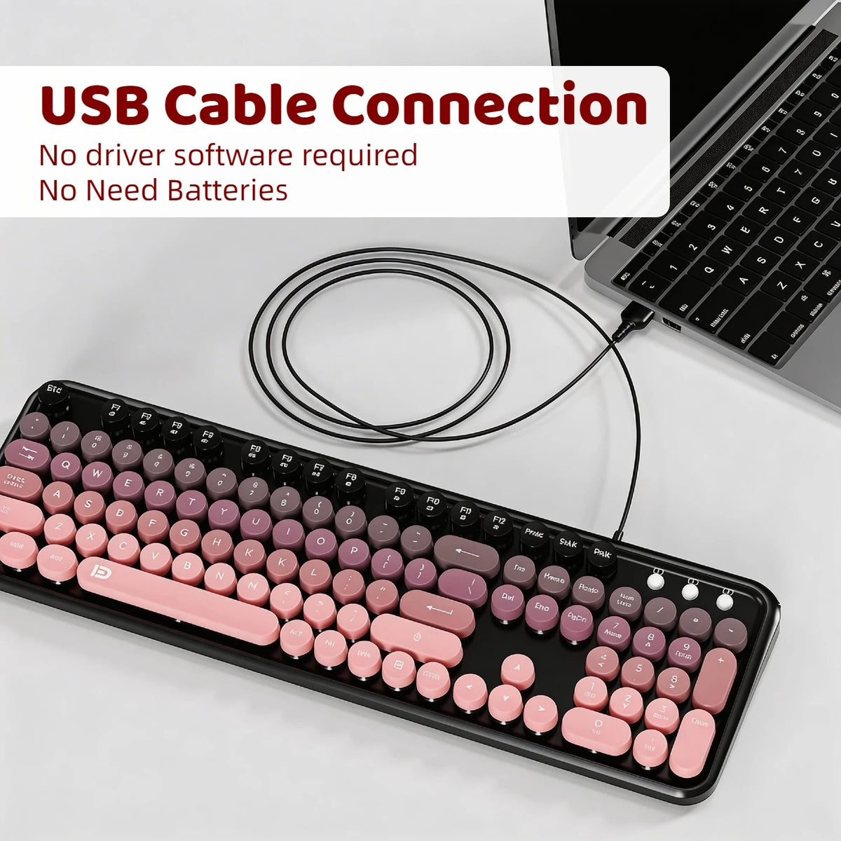Retro Typewriter 104-Key Keyboard & Mouse Combo