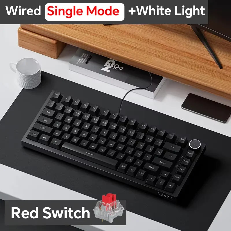 AJAZZ AK820/Pro Wireless Mechanical Keyboard Bluetooth 5.1 2.4G USB-C Wired Hot Swappable RGB Gaming Keyboard Gasket Mount with