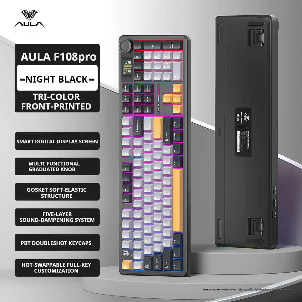 AULA F108 Pro 104-Key Tri-Mode Hot-Swap RGB Keyboard