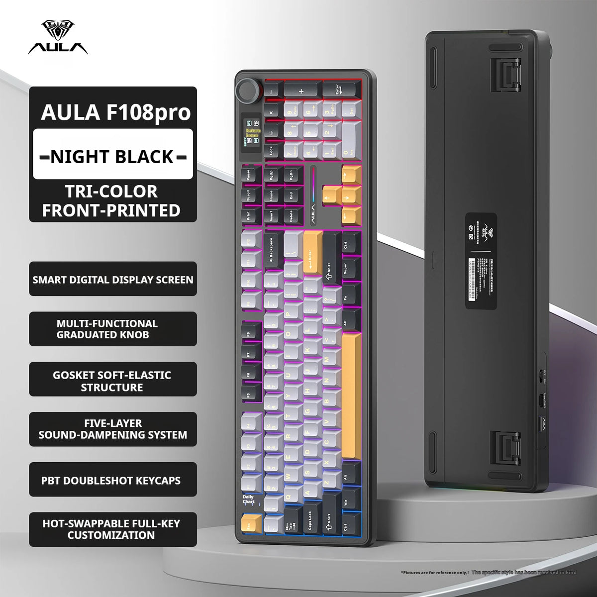 AULA F108 Pro 104-Key Tri-Mode Hot-Swap RGB Keyboard