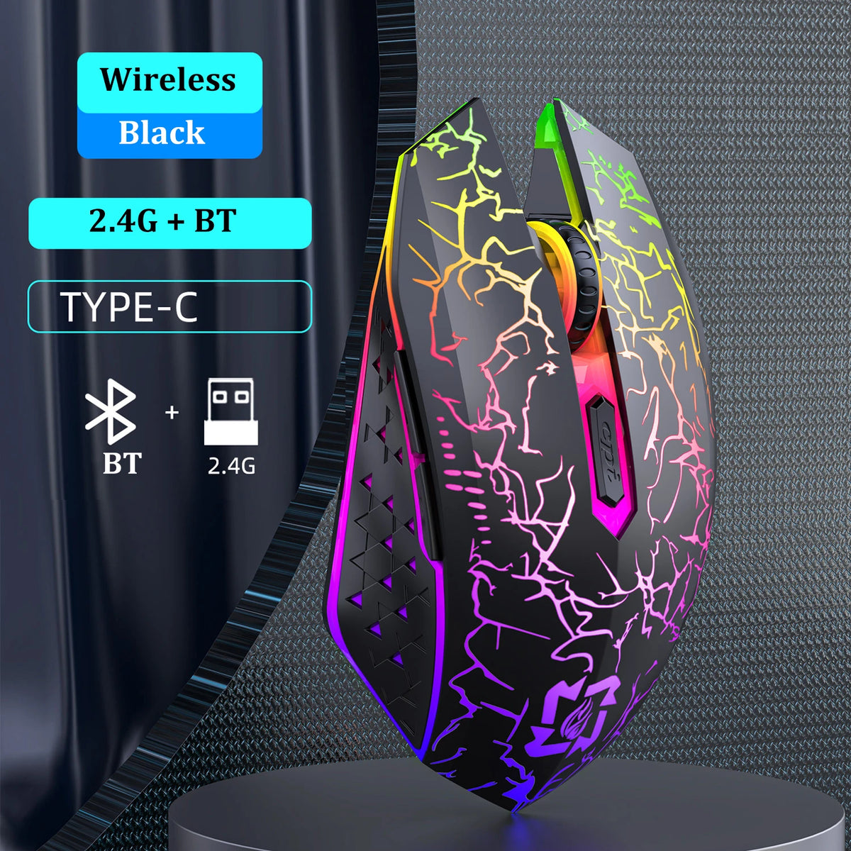 Dual-Mode Bluetooth 5.2 RGB Wireless Gaming Mouse