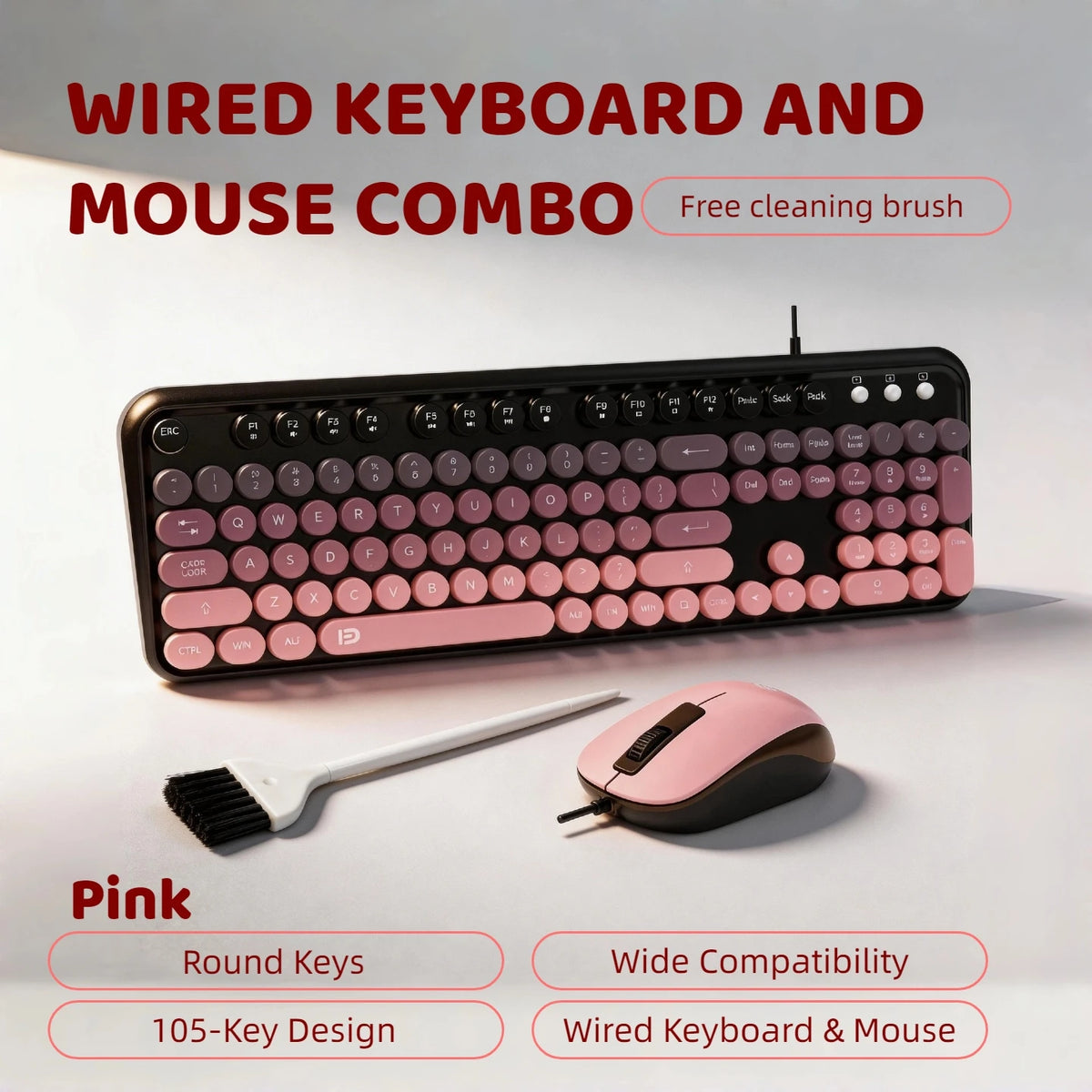Retro Typewriter 104-Key Keyboard & Mouse Combo