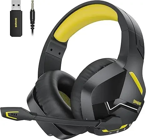 BINNUNE BW01 Wireless Gaming Headset with 2.4GHz for PS5,PS4,PC 120Hrs Bluetooth 5.3 Gaming Headphones with Noise Canceling Mic