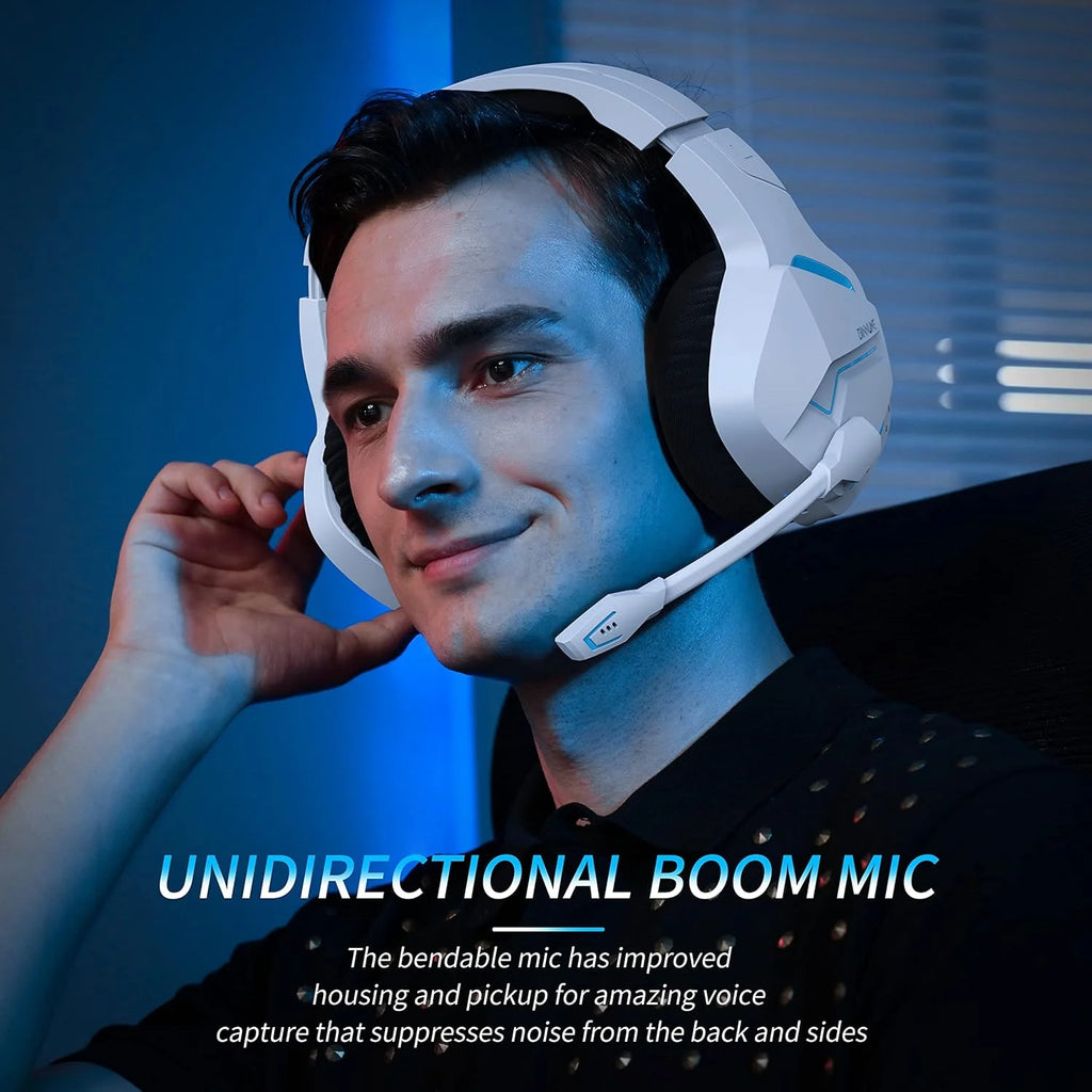 BINNUNE BW01 Wireless Gaming Headset with 2.4GHz for PS5,PS4,PC 120Hrs Bluetooth 5.3 Gaming Headphones with Noise Canceling Mic
