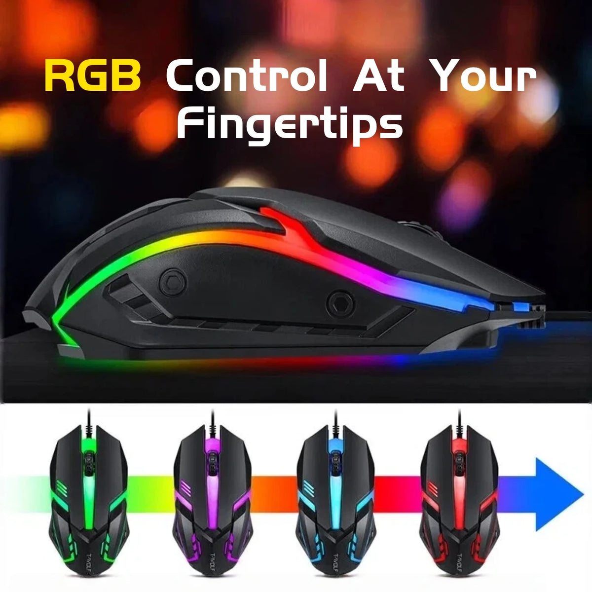 T-WOLF 4-in-1 RGB Gaming Keyboard, Mouse, Headset & Pad Set