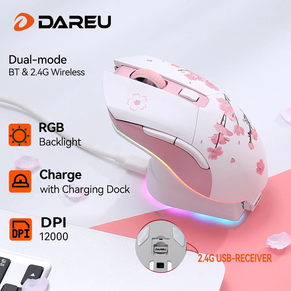 DAREU Dual-Mode RGB Rechargeable Gaming Mouse