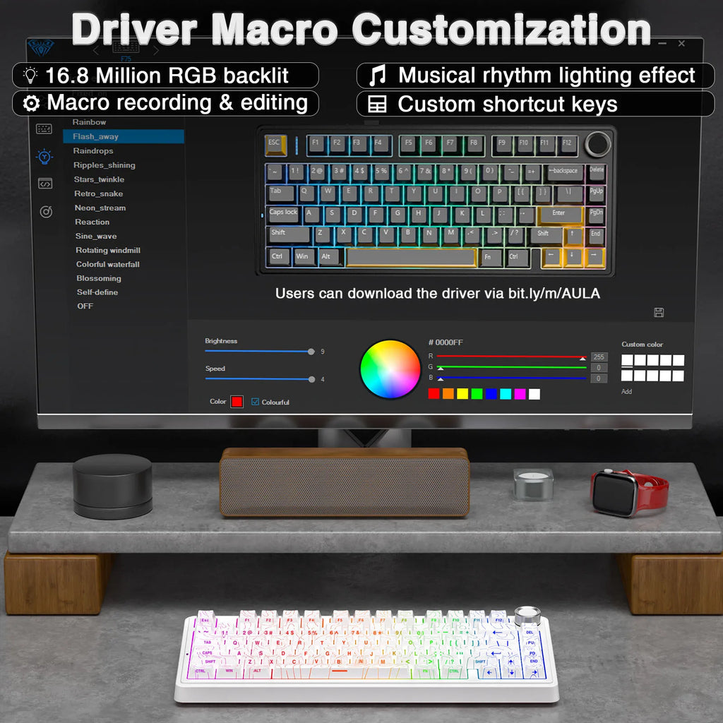 AULA F75 Pro 75% Gasket Wireless RGB Mechanical Keyboard