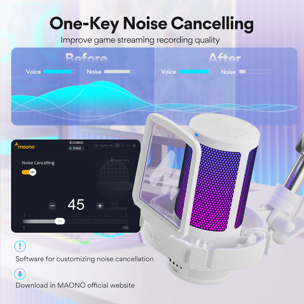MAONO GamerWave DGM20S RGB USB Gaming Microphone