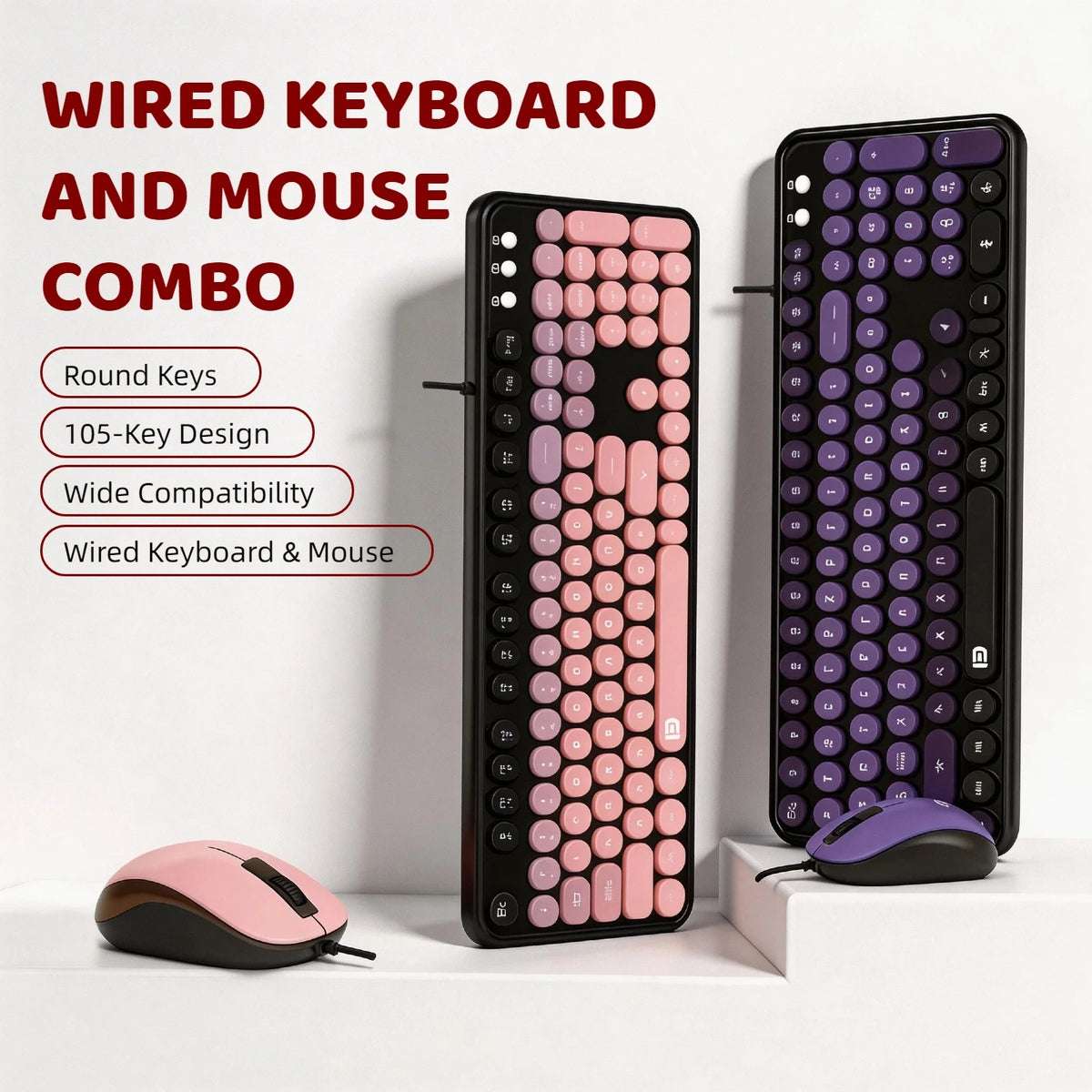 Retro Typewriter 104-Key Keyboard & Mouse Combo