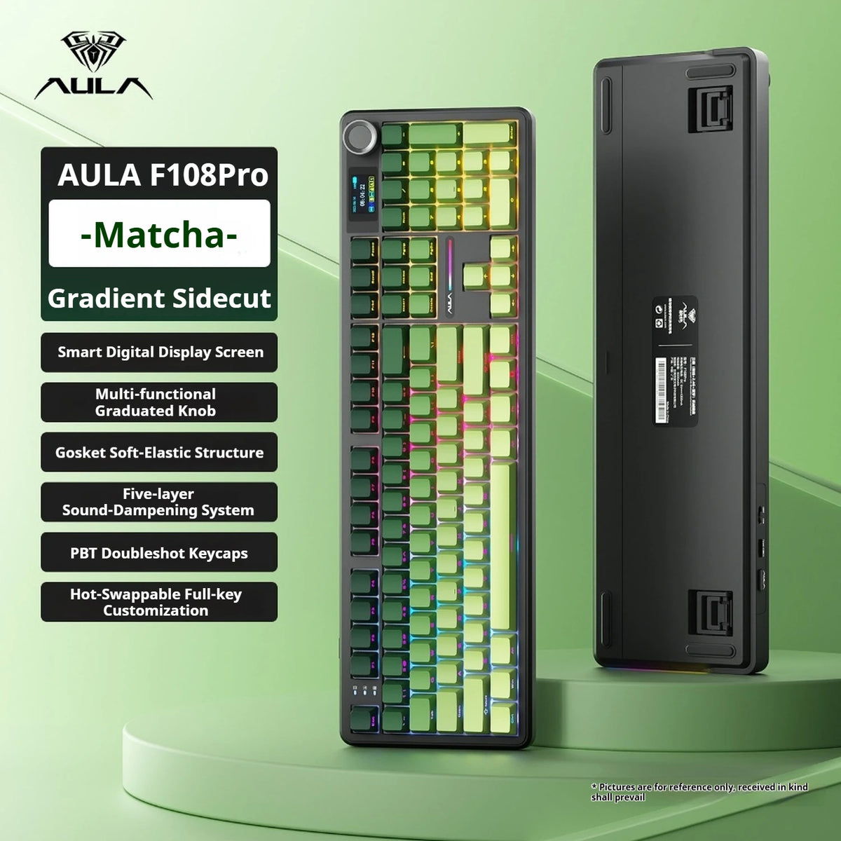 AULA F108 Pro 104-Key Tri-Mode Hot-Swap RGB Keyboard