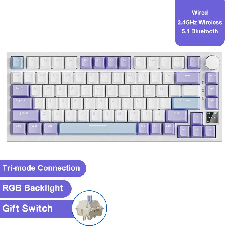 AJAZZ AK820/Pro Wireless Mechanical Keyboard Bluetooth 5.1 2.4G USB-C Wired Hot Swappable RGB Gaming Keyboard Gasket Mount with