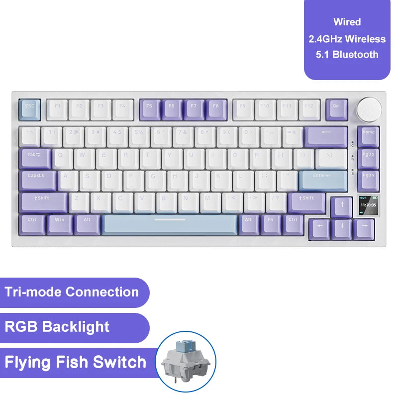 AJAZZ AK820/Pro Wireless Mechanical Keyboard Bluetooth 5.1 2.4G USB-C Wired Hot Swappable RGB Gaming Keyboard Gasket Mount with
