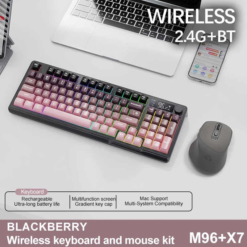 FREEWOLF M96 Wireless Keyboard & Mouse Kit with Smart Display