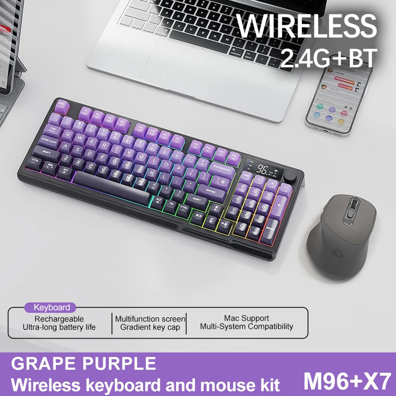 FREEWOLF M96 Wireless Keyboard & Mouse Kit with Smart Display