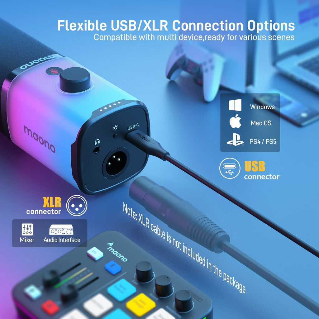 MAONO PD100X USB/XLR RGB Dynamic Gaming Microphone