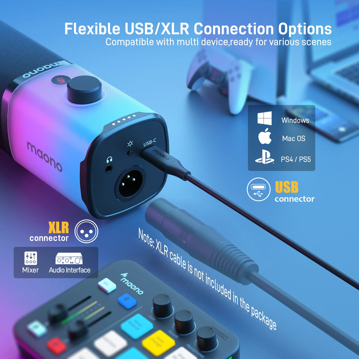 MAONO PD100X USB/XLR RGB Dynamic Gaming Microphone