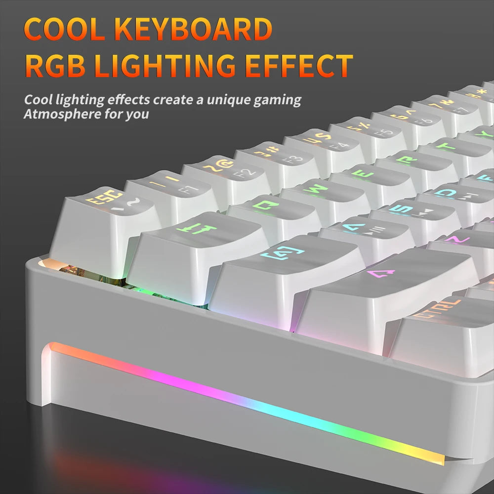 MUCAI MK61 USB Gaming Esports Mechanical Keyboard 61 Key Red Axis Wired Detachable Cable RGB Backlight Hot Swap