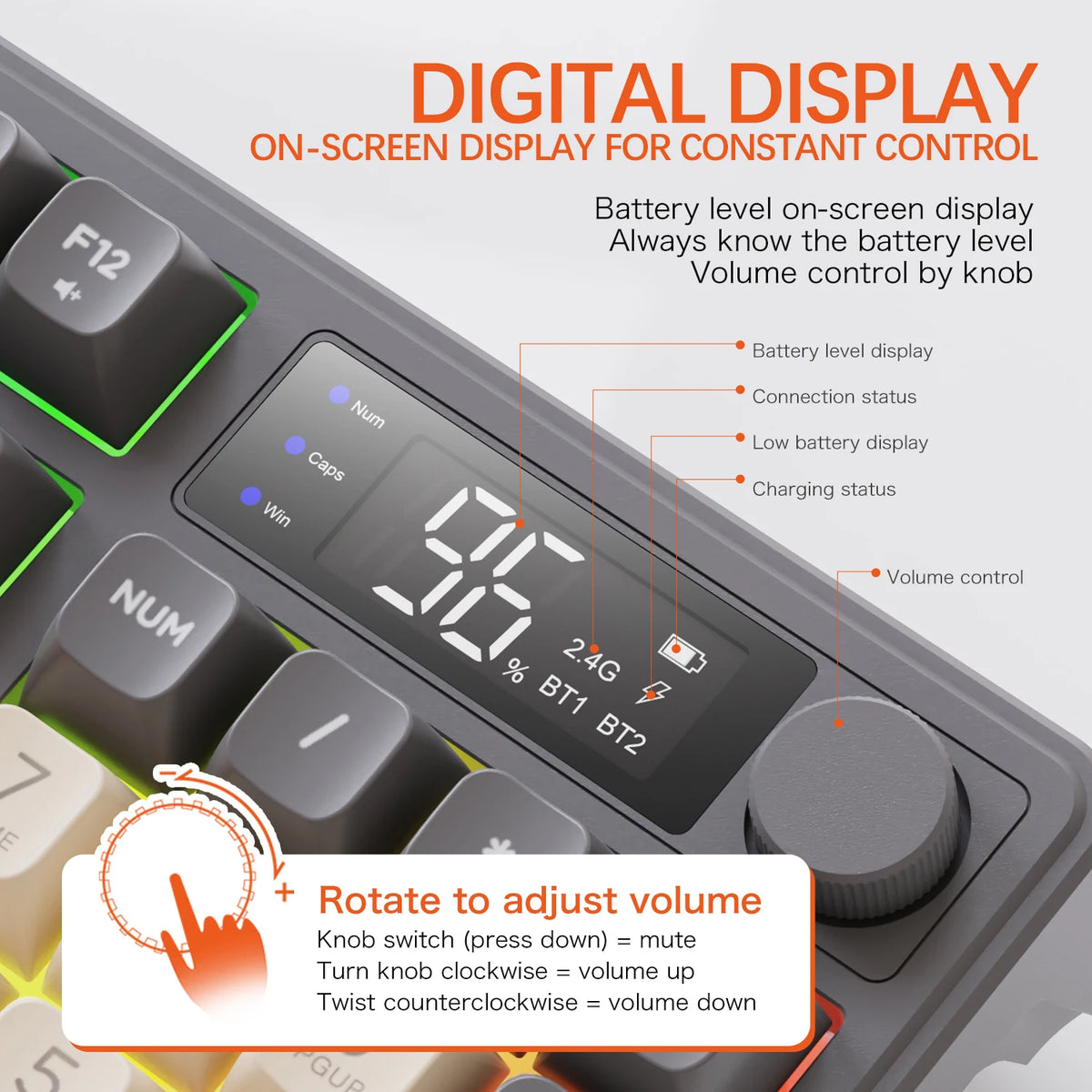 FREEWOLF M96 Wireless Keyboard & Mouse Kit with Smart Display