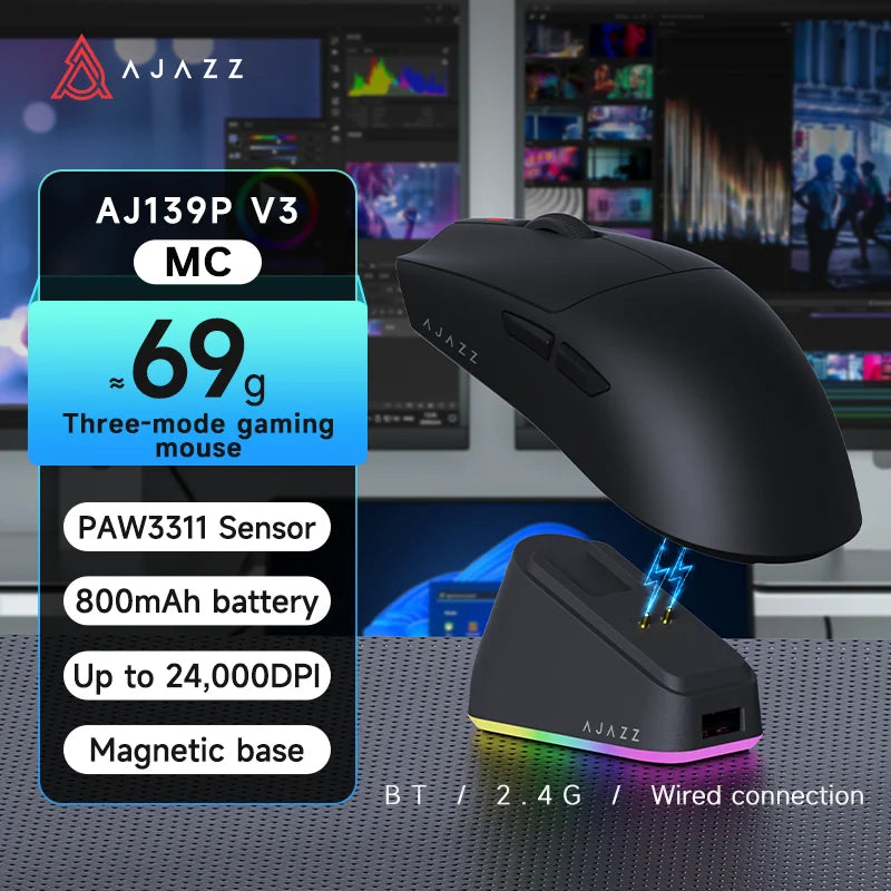 AJAZZ AJ139 Wireless Gaming Mouse with Magnetic Charging Base