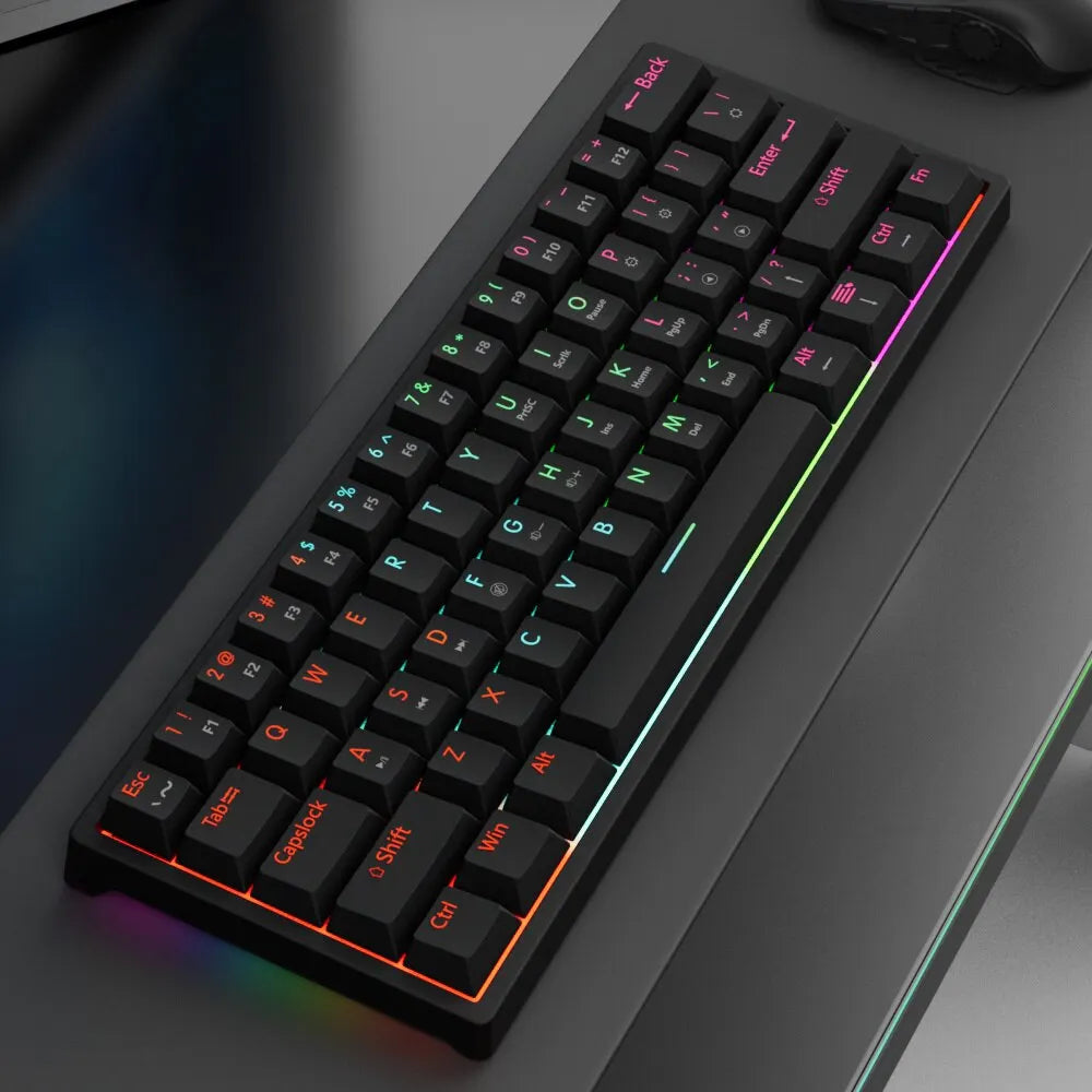MUCAI MK61 USB Gaming Esports Mechanical Keyboard 61 Key Red Axis Wired Detachable Cable RGB Backlight Hot Swap